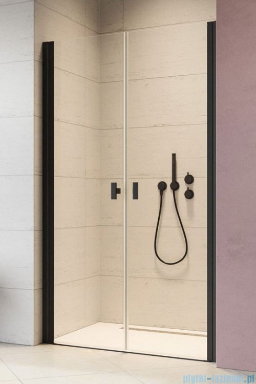 Radaway Nes 8 Black Dwd I drzwi wnękowe 70cm czarny mat/szkło przejrzyste 10077035-54-01L/10077035-54-01R