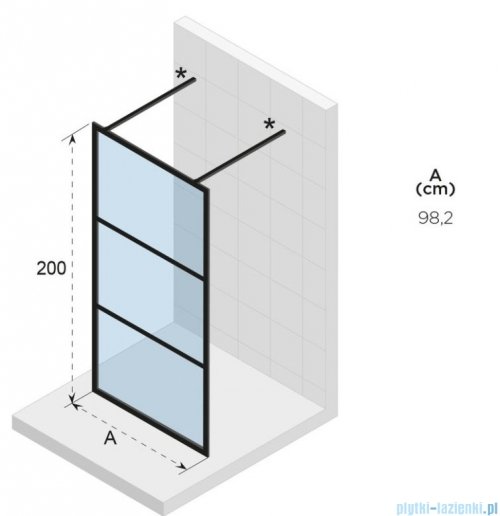 Riho Grid GB401 kabina prysznicowa Walk In 100cm czarna G004031121