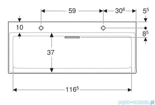 Geberit One CleanDrain Umywalka prostokątna dwa otwory na baterię 120x48cm KeraTect 505.049.00.1