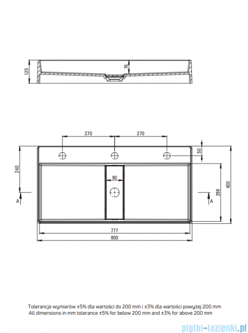 Deante Blur Umywalka granitowa nablatowa z maskownicą 80x40x12 szary metalik CQB_SU8S