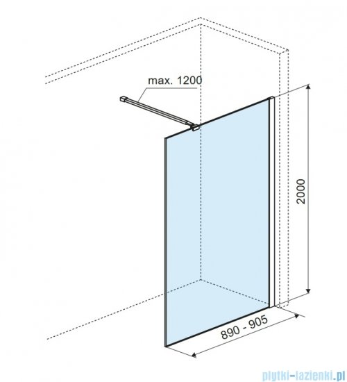 Excellent Vidoq Walk-in ścianka prysznicowa prosta 90x200 cm, czarny mat KAEX.1506.900.LP.BL
