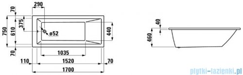 Laufen Pro wanna prostokątna 170x75cm H2319500000001