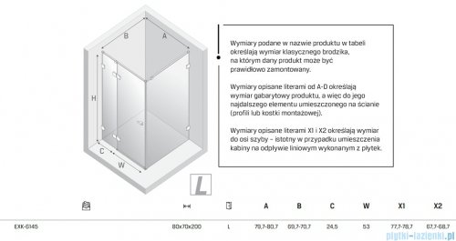 New Trendy Eventa Black Chrome kabina prysznicowa prostokątna 80x70x200 cm lewa przejrzyste czarny połysk EXK-6145