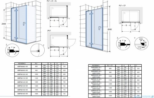 Roca Metropolis drzwi prysznicowe 100x200cm przejrzyste AMP0810012M