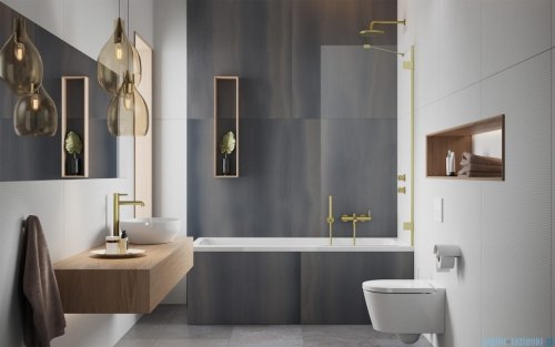 Radaway Essenza Pro Brushed Gold Pnj II parawan nawannowy 50cm L/P szczotkowane złoto 10101050-99-01