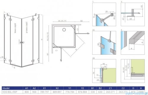 Radaway Essenza Pro Black Kdd kabina 80x90cm czarny mat/szkło przejrzyste 10096080-54-01L/10096090-54-01R 