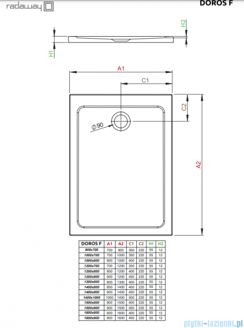 Radaway Doros F Stone brodzik 100x80x5,5 czarny SDRF1080-01-54S
