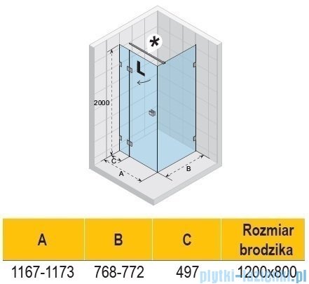 Riho Scandic NXT X203 kabina prysznicowa prawa 120x80cm czarna G001064121