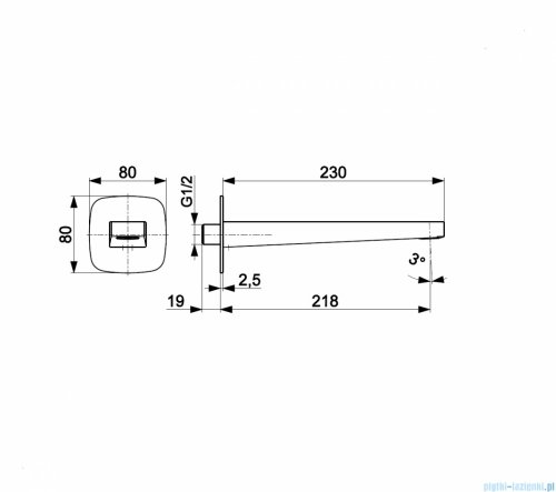 KFA MALAGA BLACK wylot wannowy podtynkowy czarny 836-007-81