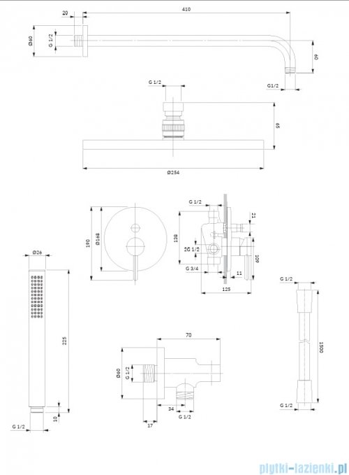 Omnires Y System prysznicowy podtynkowy nikiel szczotkowany SYSY35NI
