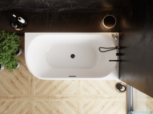 The North Bath Calia wanna wolnostojąca przyścienna prawa 150x75cm z korkiem i przelewem CZARNYM 6845-1501ROEMBL