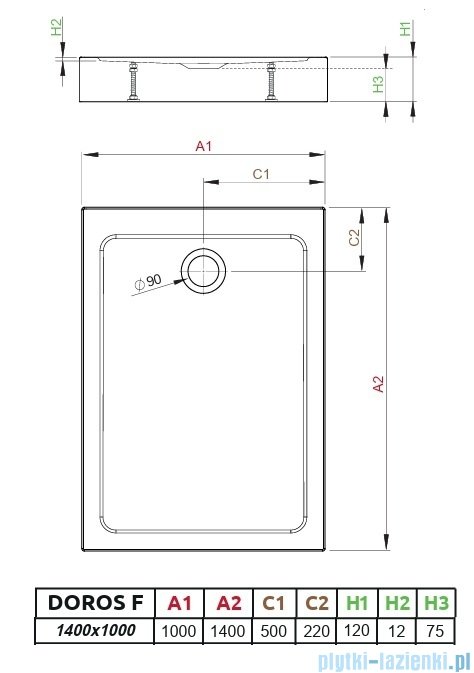 Radaway Doros F Compact Stone brodzik 140x100 kaszmirowy SDRFP1410-05-84S