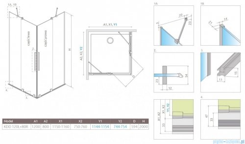 Radaway Furo KDD kabina 120x80cm szkło przejrzyste 10105120-01-01L/10105080-01-01R