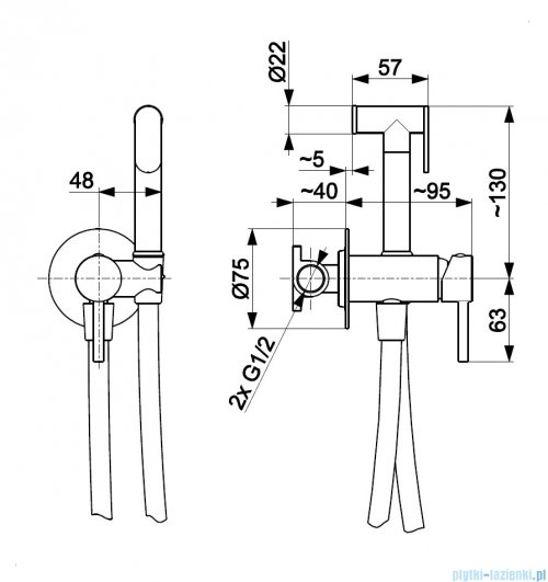 KFA MOZA ROSE GOLD bateria bidetowa podtynkowa miedź szczotkowana 5039-512-34