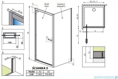 Radaway Twist DW Drzwi prysznicowe 80x190 szkło brązowe 382001-08