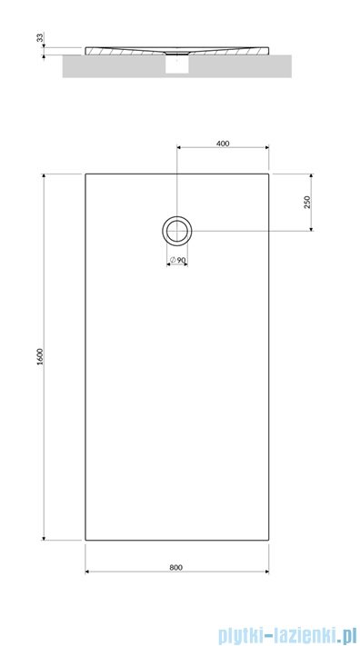 Omnires AQUAPURE M+ konglomeratowy brodzik prysznicowy antypoślizgowy 80x160 biały mat AQUAPURE80-160BM