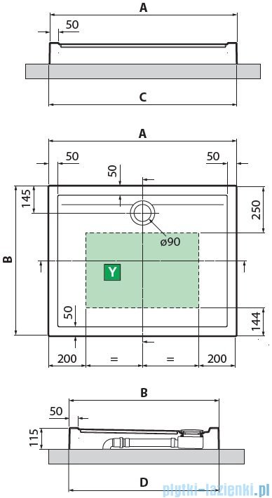 Novellini New Olympic brodzik prostokątny z obudową 90x75x11,5cm OLN907511-30