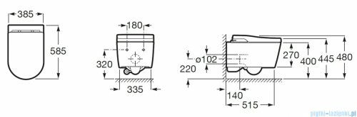 Roca Inspira toaleta myjąca podwieszana In-Wash® In-Tank® RIMLESS z deską myjącą oraz zintegrowanym zbiornikiem na wodę A803094001