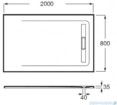 Roca Aquos 200x80cm brodzik prostokątny kompozytowy perłowy AP6017D032001630