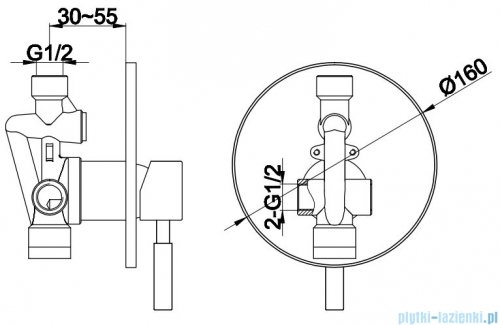 Kohlman Roxin Black podtynkowa bateria prysznicowa czarny półmat QW220RB