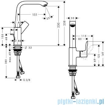 Hansgrohe Metris Jednouchwytowa bateria umywalkowa 230mm DN15 31087000