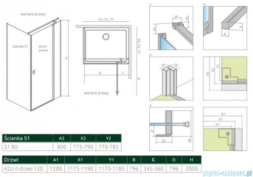 Radaway Nes Black Kdj II kabina 120x80cm prawa czarny mat/szkło przejrzyste 10032120-54-01R/10039080-01-01