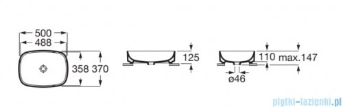 Roca FINECERAMIC ONA umywalka nablatowa 50x37 biała A3275L0000