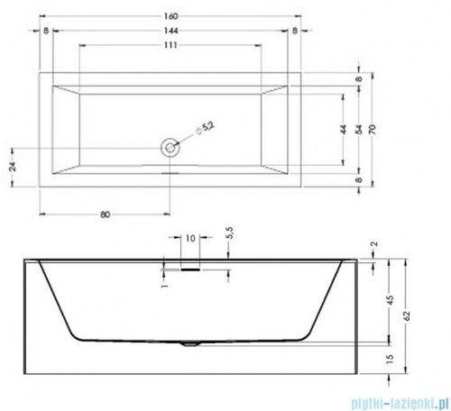 Riho Rethink Cubic Plug&amp;Play 160x70cm wanna prostokątna lewa B104012005