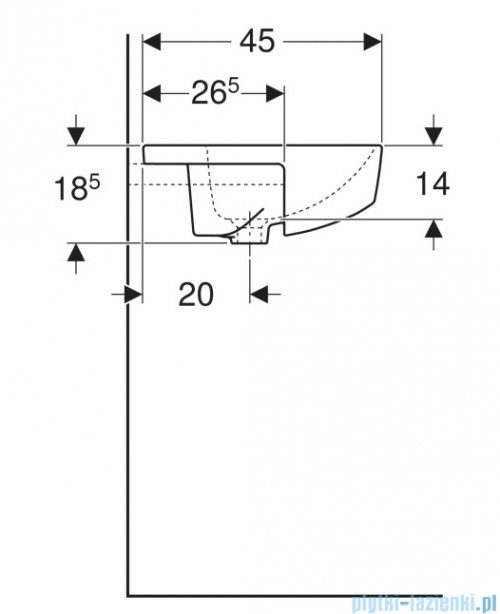 Geberit VariForm Umywalka częściowo wpuszczana w blat 55x45 cm KeraTect 500.681.00.1