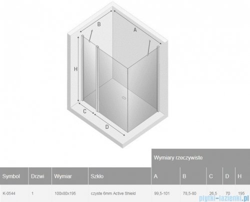 New Trendy New Soleo Black 100x80x195 cm kabina prostokątna przejrzyste K-0544