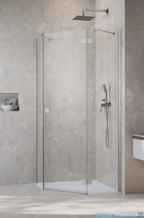 Radaway Essenza Ptj Brushed Nickel kabina pięciokątna 80x90cm prawa szczotkowany nikiel 1385010-91-01R/1385052-01-01