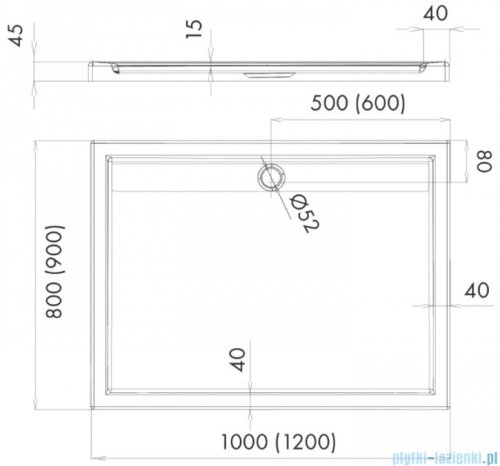 Schedpol Schedline Estra brodzik prostokątny 100x80x4,5cm 3SP.E3P-80100