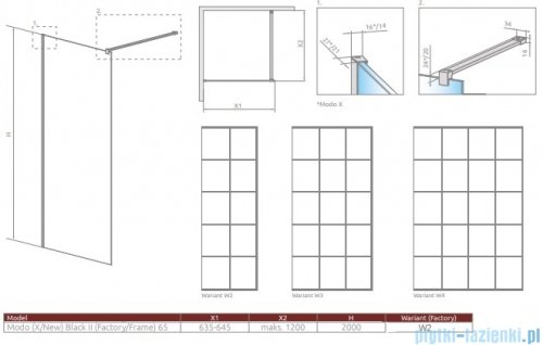Radaway Modo X Black II Frame kabina Walk-in 65x200 szkło 10mm 389265-54-56