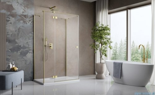 Radaway Essenza Brushed Gold Kdj+S kabina 90x100x90cm lewa szczotkowane złoto 1384050-01-01/1385022-99-01L/1384050-01-01