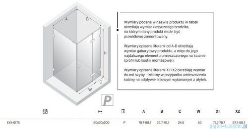 New Trendy Eventa Black Chrome kabina prysznicowa prostokątna 80x70x200 cm prawa przejrzyste czarny połysk EXK-6175
