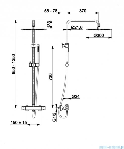 KFA MOZA PREMIUM ROSE GOLD deszczownia z baterią termostatyczną miedź szczotkowana 5736-920-34