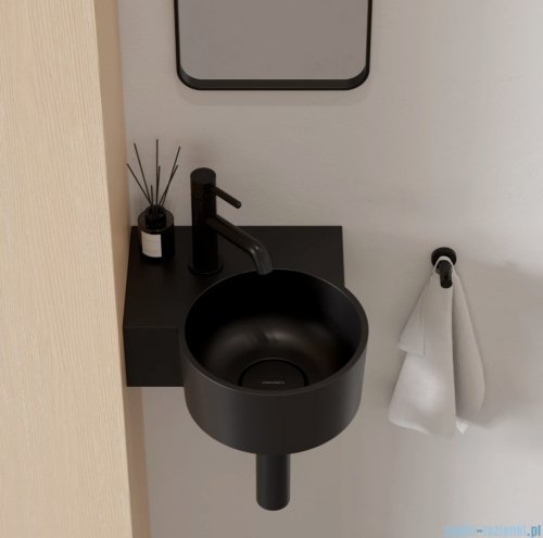 Omnires Ovo M+ umywalka nablatowa/wisząca lewa 33x34 cm black lava mat OVO335UWLBLV