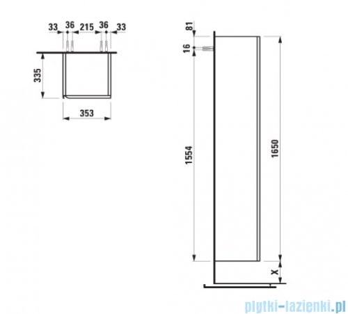 Laufen Meda kolumna łazienkowa wysoka 1 drzwi prawe Cappuccino H4216520114651