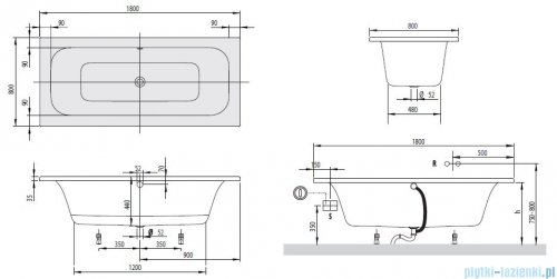 Villeroy&amp;Boch Loop &amp; Friends Wanna prostokątna 180x80   UBA180LFS2V-01