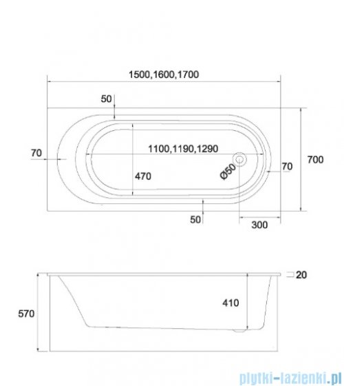 Schedpol Schedline Solia Set wanna prostokątna Cashemere Mat z nośnikiem styropianowym 150x70cm 3WST.SS1P-15070/PK/MG