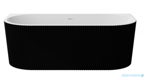 Besco Leya B&amp;W 150x75cm wanna wolnostojąca przyścienna ryflowana akrylowa + syfon klik-klak chrom #WASB-150-L