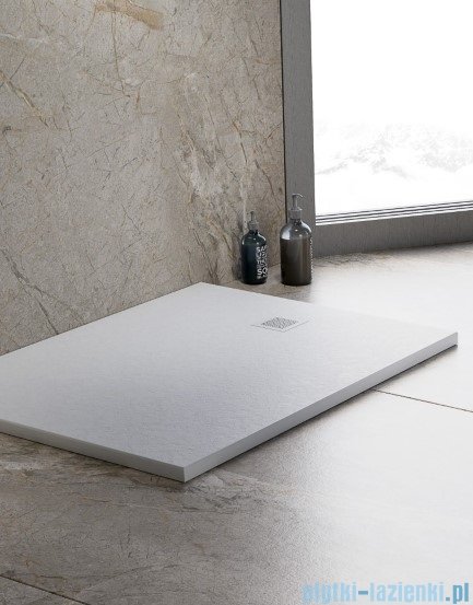 New Trendy Mori brodzik konglomeratowy prostokątny 120x90x3 cm biały B-0436