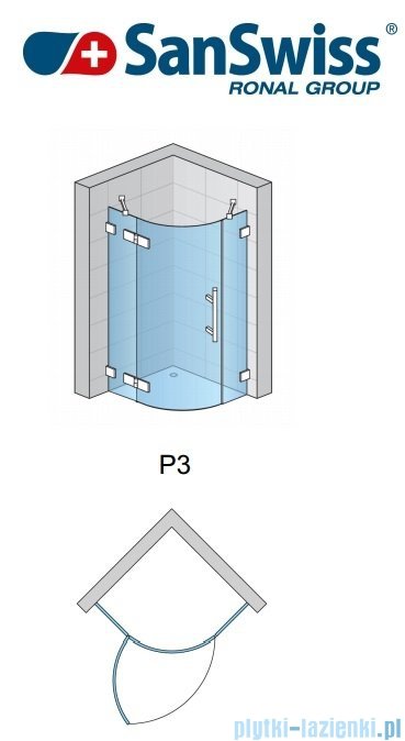 SanSwiss Pur PU4P Kabina półokrągła 80cm profil chrom szkło przejrzyste PU4P550801007