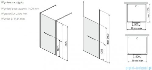 Sanplast Altus PII/ALTIIa kabina walk-in 140x212 cm czarny matowy 600-121-2781-59-401