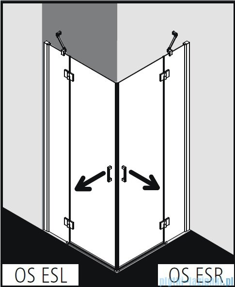 Kermi Osia wejście narożne, jedna połowa, prawa, szkło przezroczyste OsiaClean, profil srebro 90cm OSESR09020VPK