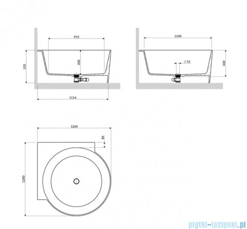 Omnires Ovo M+ wanna wolnostojąca narożna okrągła 120x120 cm ash grey mat OVO120WNAG