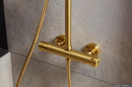 KFA MOZA PREMIUM BRUSHED GOLD deszczownia z baterią termostatyczną złoty szczotkowany 5736-920-31
