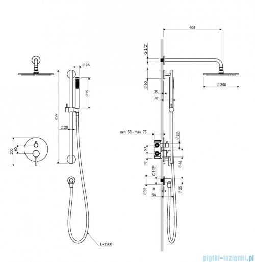 Omnires Y System prysznicowy podtynkowy, 2-wyjściowy chrom połysk SYSY47CR