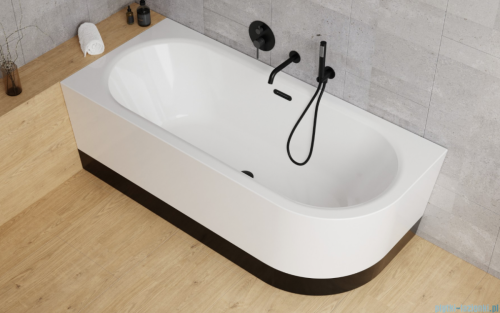 Besco Avita A-line 170x75cm wanna wolnostojąca przyścienna lewa akrylowa + syfon klik-klak gun metal grafit z przelewem slim #WAA-170ALGS