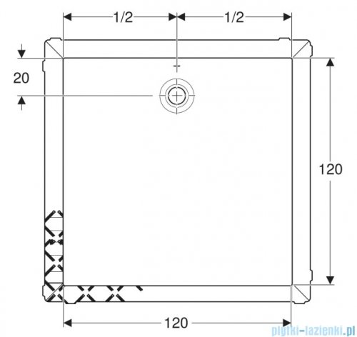Geberit brodzik Olona 120x120cm z włókniną uszczelniającą biały 550.903.00.1